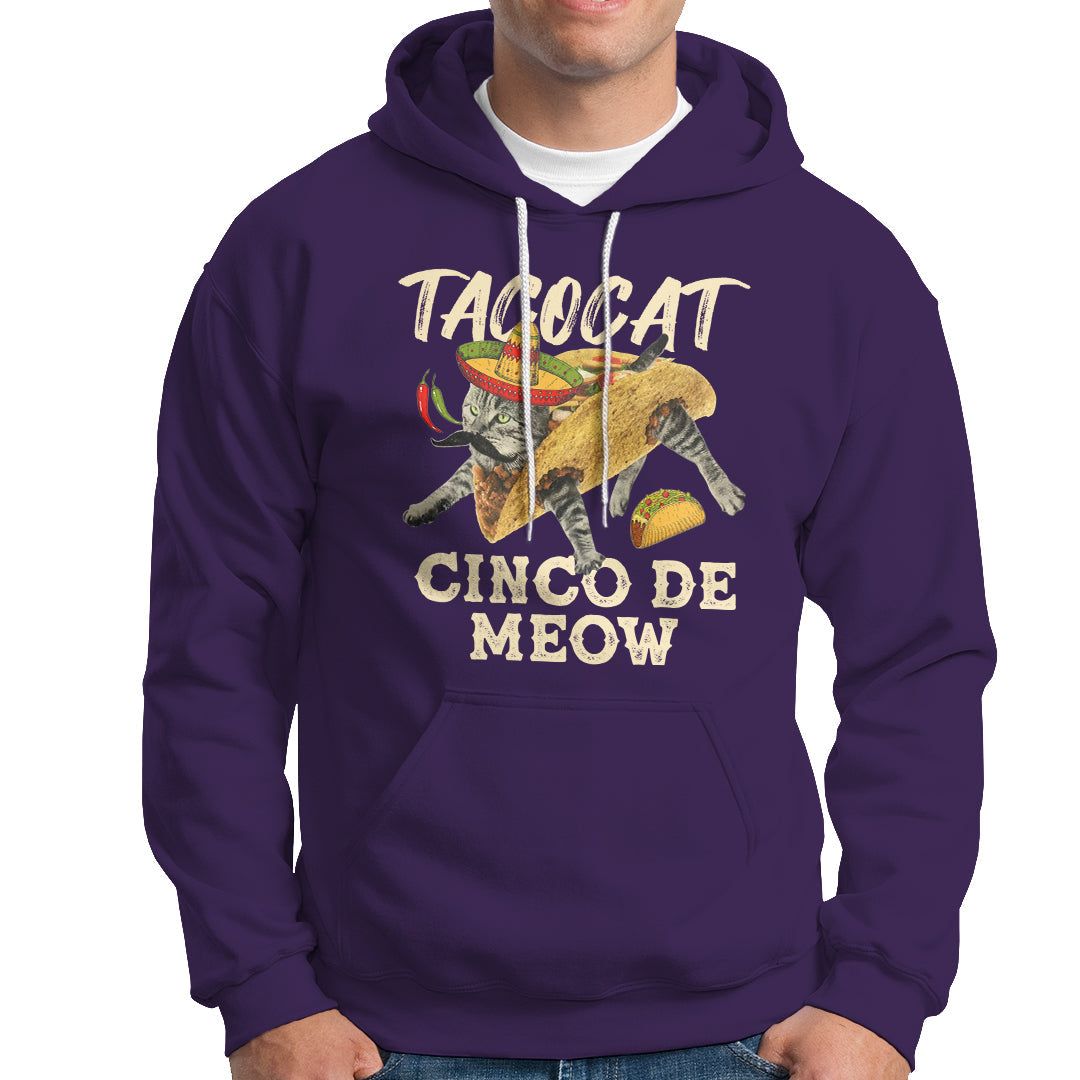 Funny Cinco De Mayo Hoodie Cinco De Mayo Cinco De Meow Mexican Tacocat Tacos Cat Lovers - Wonder Print Shop
