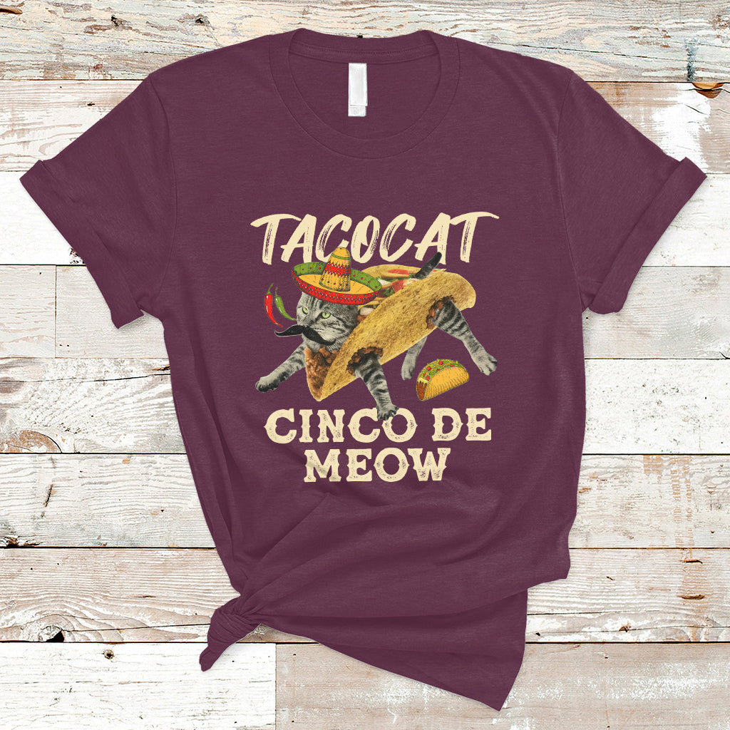 Funny Cinco De Mayo T Shirt Cinco De Mayo Cinco De Meow Mexican Tacocat Tacos Cat Lovers - Wonder Print Shop