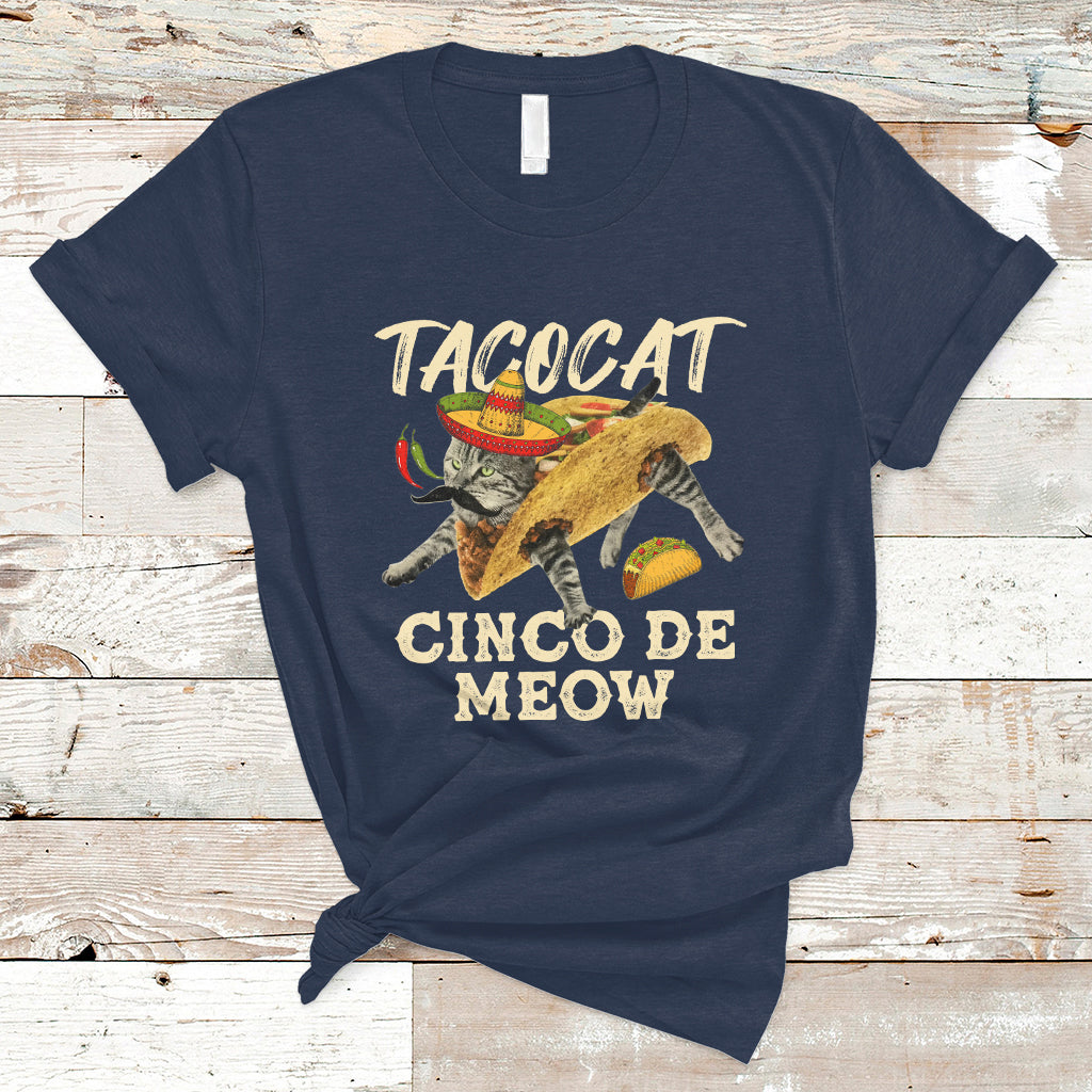 Funny Cinco De Mayo T Shirt Cinco De Mayo Cinco De Meow Mexican Tacocat Tacos Cat Lovers - Wonder Print Shop