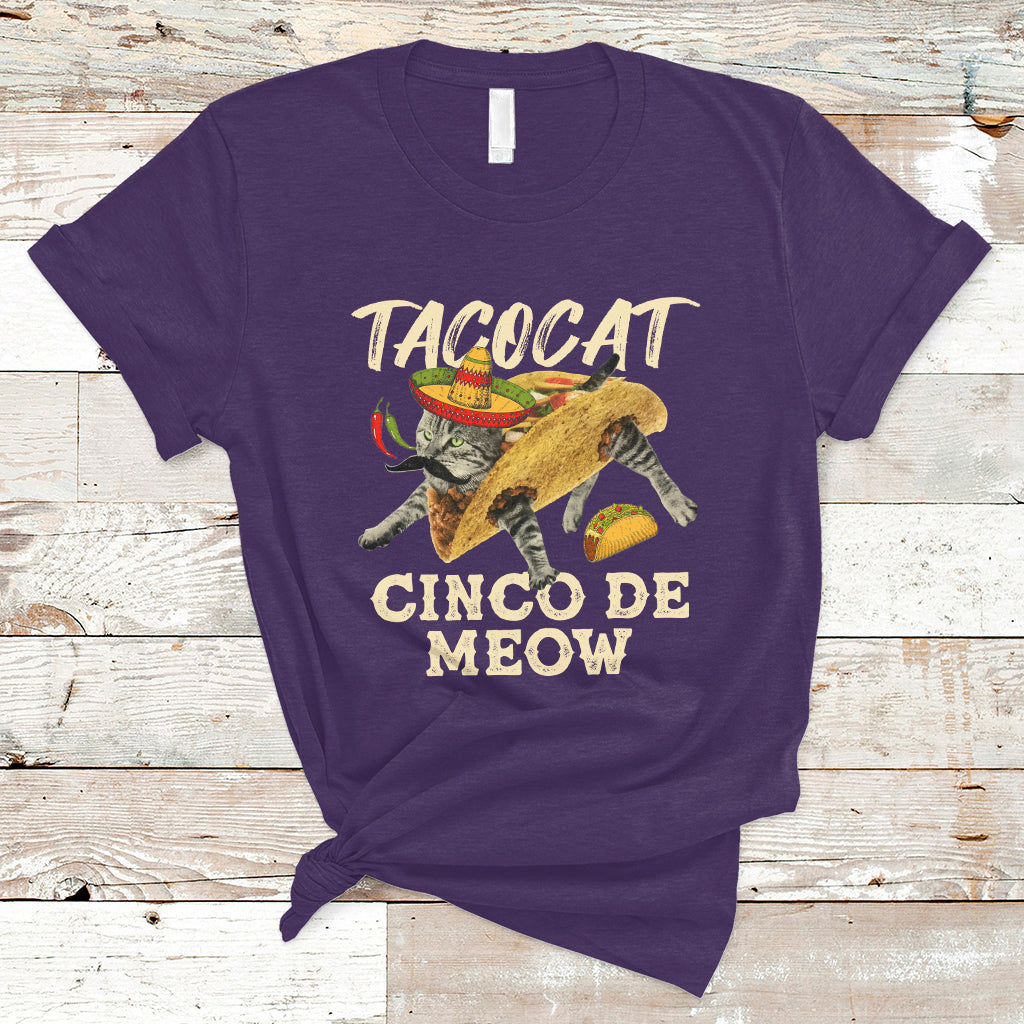Funny Cinco De Mayo T Shirt Cinco De Mayo Cinco De Meow Mexican Tacocat Tacos Cat Lovers - Wonder Print Shop