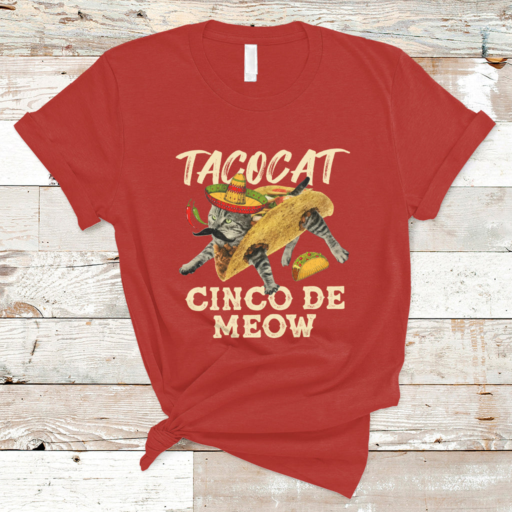Funny Cinco De Mayo T Shirt Cinco De Mayo Cinco De Meow Mexican Tacocat Tacos Cat Lovers - Wonder Print Shop