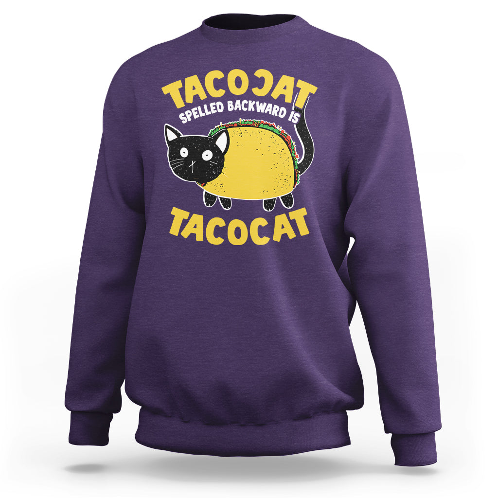 Funny Cinco De Mayo Sweatshirt Cinco De Mayo Tacocat Spelled Backward Is Tacocat Tacos Cat Lovers - Wonder Print Shop