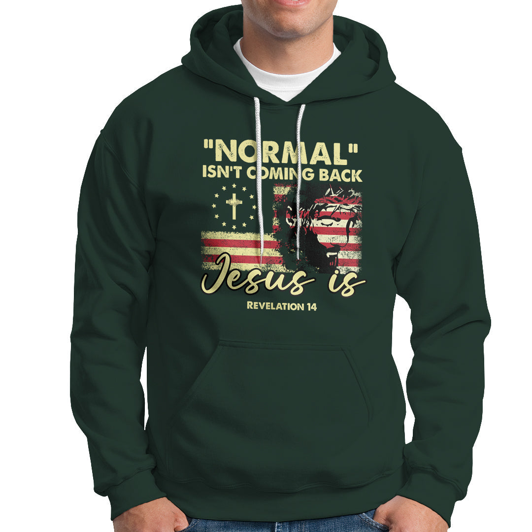 Bible Verse Hoodie Normal Isn't Coming Back Jesus Is Revelation 14 Religious - Wonder Print Shop