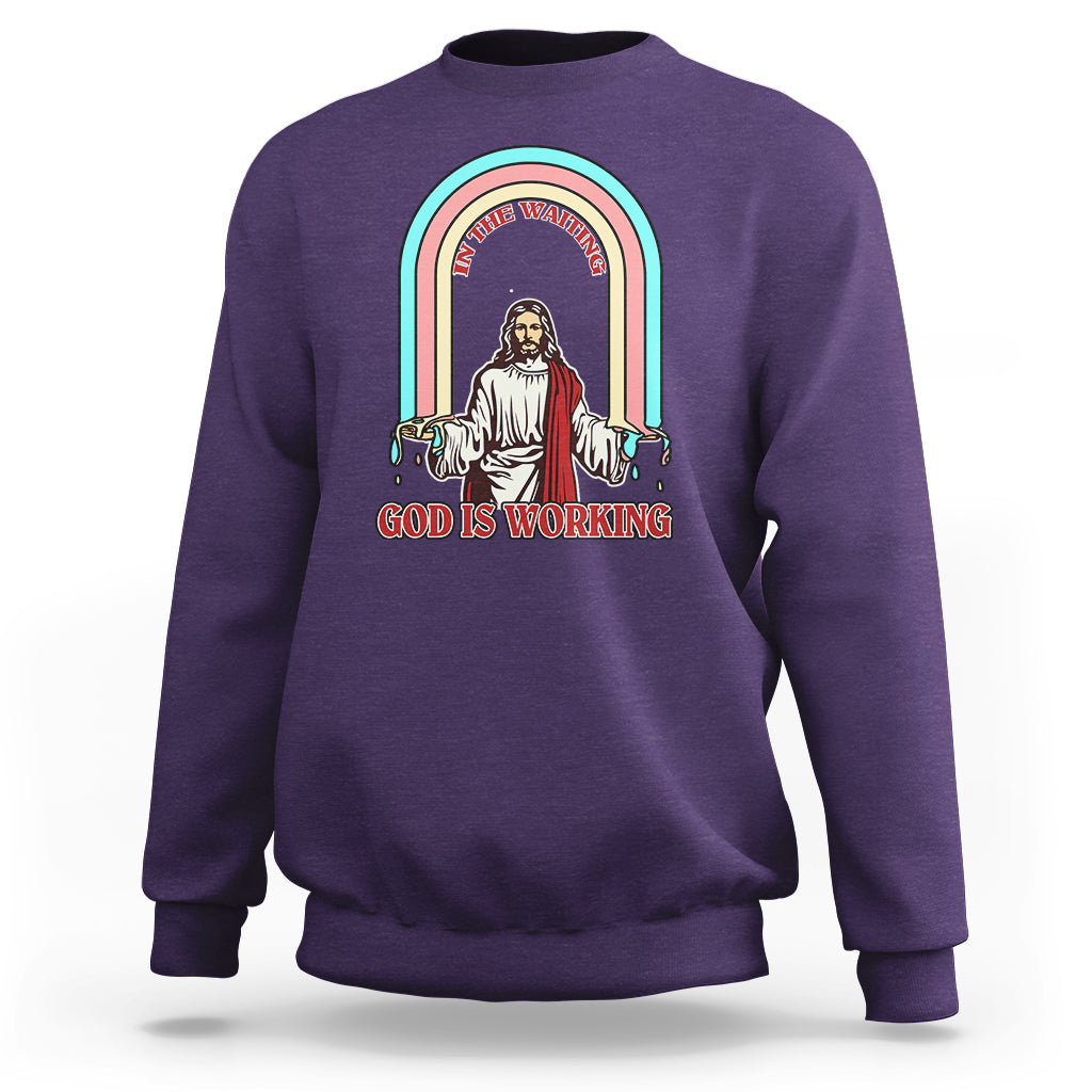 Bible Verse Sweatshirt Jesus In The Waiting God Is Working Christian Bible Religious - Wonder Print Shop