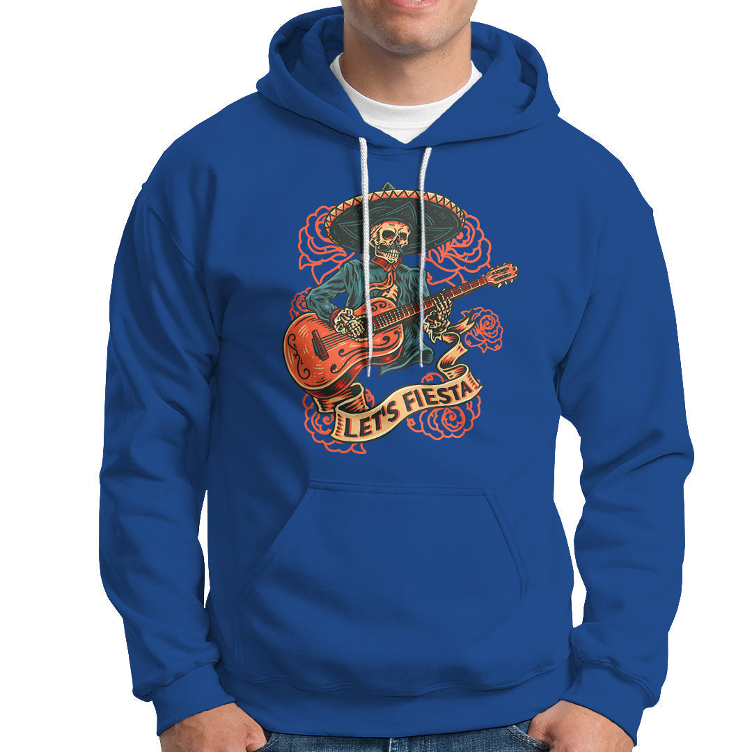 Cinco De Mayo Hoodie Happy Cinco De Mayo Skeleton With Guitar Let's Fiesta - Wonder Print Shop