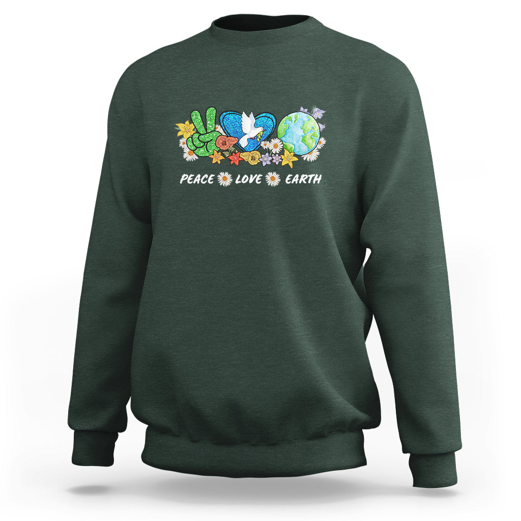 Earth Day Sweatshirt Earth Day Peace Love Earth Teacher Environment Day Recycle - Wonder Print Shop