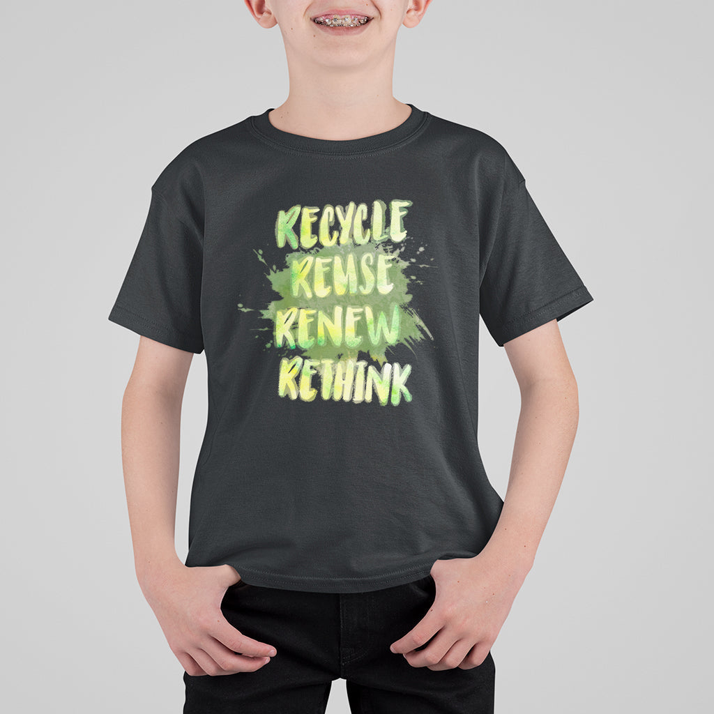 Earth Day T Shirt For Kid Recycle Reuse Renew Rethink Go Green Go Planet Earth Day - Wonder Print Shop