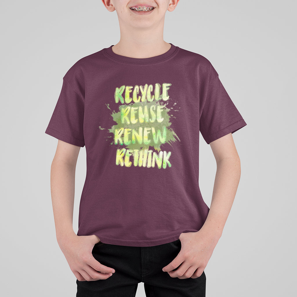 Earth Day T Shirt For Kid Recycle Reuse Renew Rethink Go Green Go Planet Earth Day - Wonder Print Shop