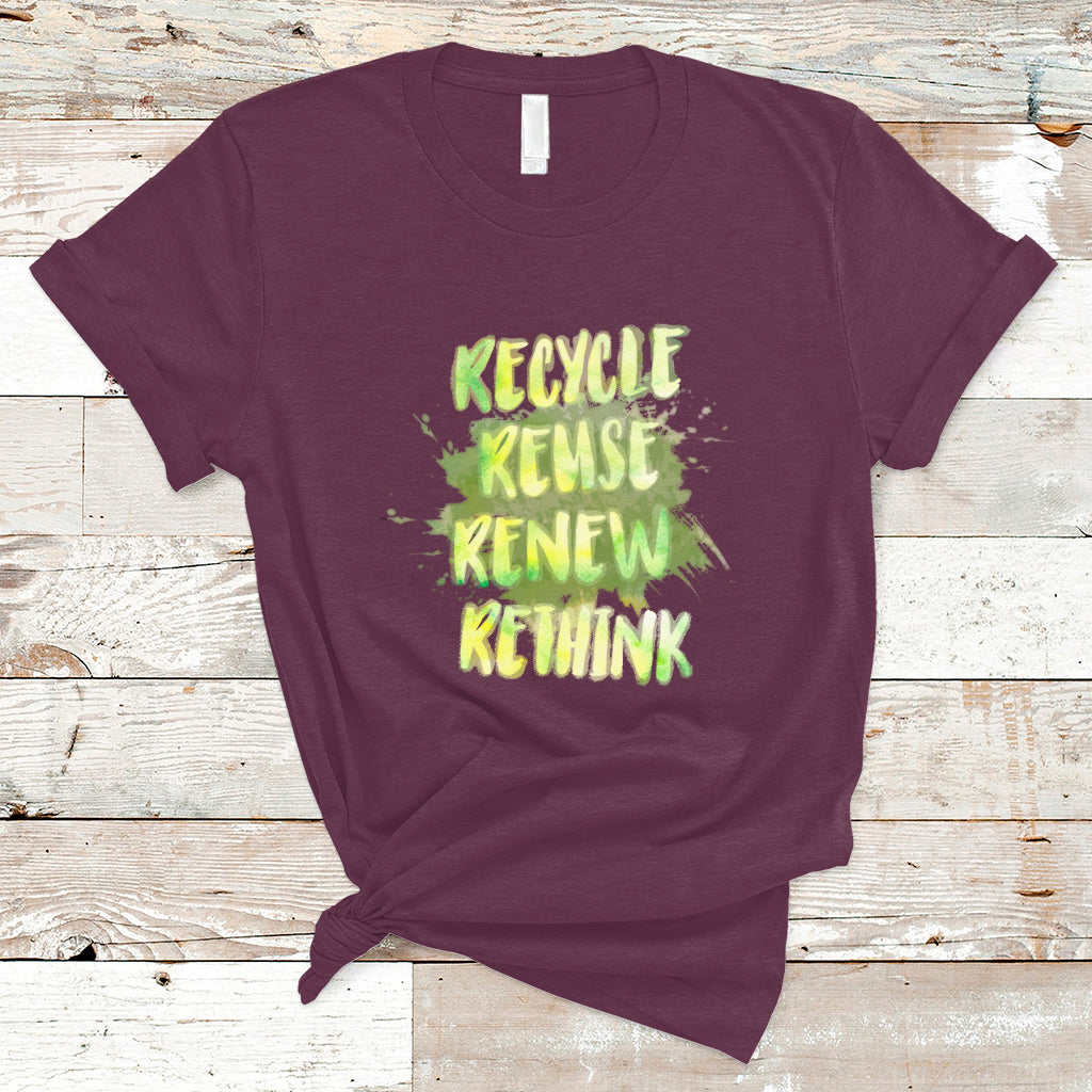 Earth Day T Shirt Recycle Reuse Renew Rethink Go Green Go Planet Earth Day - Wonder Print Shop
