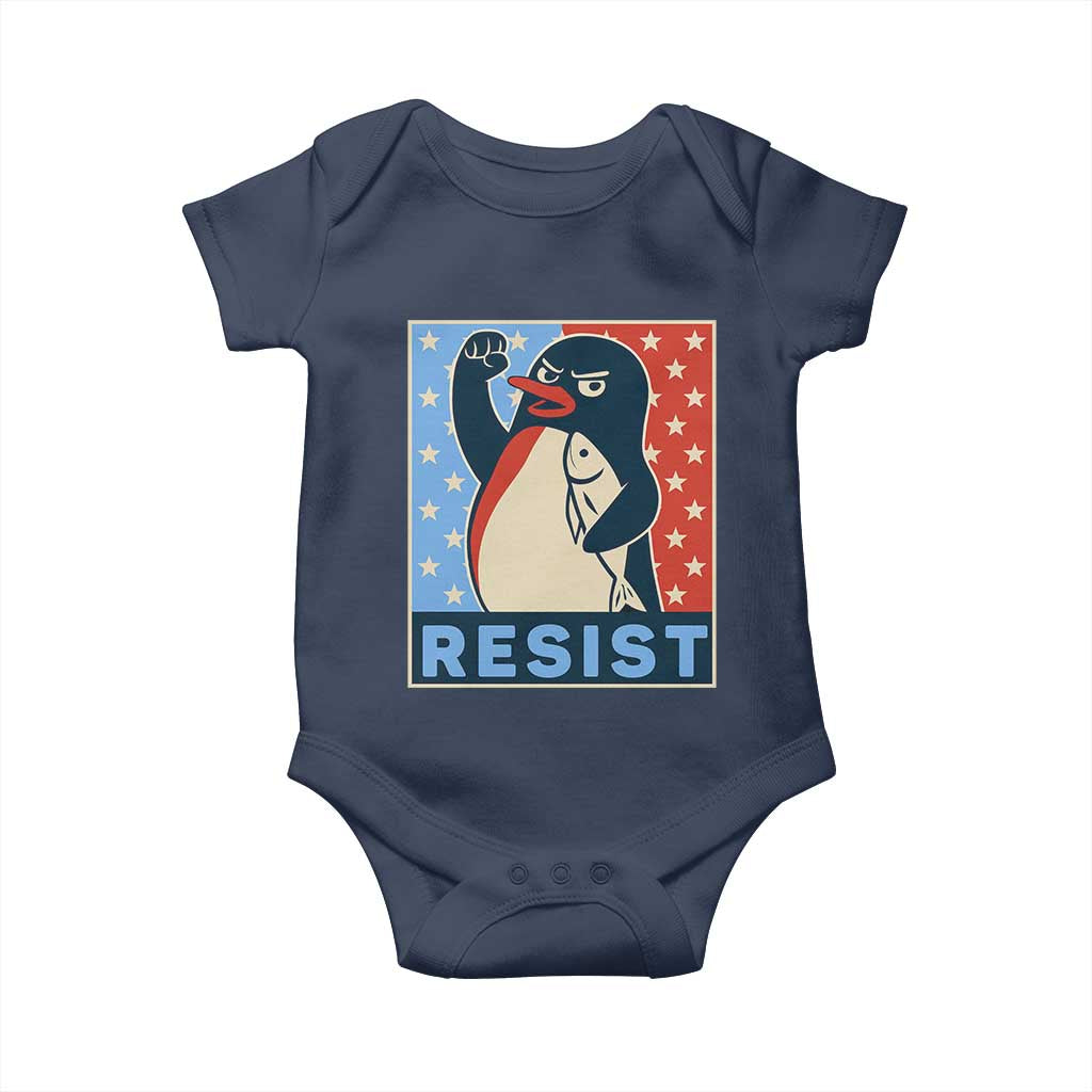 Funny Penguin Resist Graphic Baby Onesie Resist Protest Against Tariffs