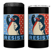 Funny Penguin Resist Graphic 4 in 1 Can Cooler Tumbler Resist Protest Against Tariffs