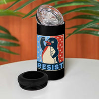 Funny Penguin Resist Graphic 4 in 1 Can Cooler Tumbler Resist Protest Against Tariffs