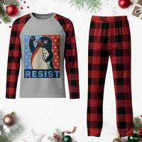 Funny Penguin Resist Graphic Plaid Pajama Set Resist Protest Against Tariffs - Wonder Print Shop
