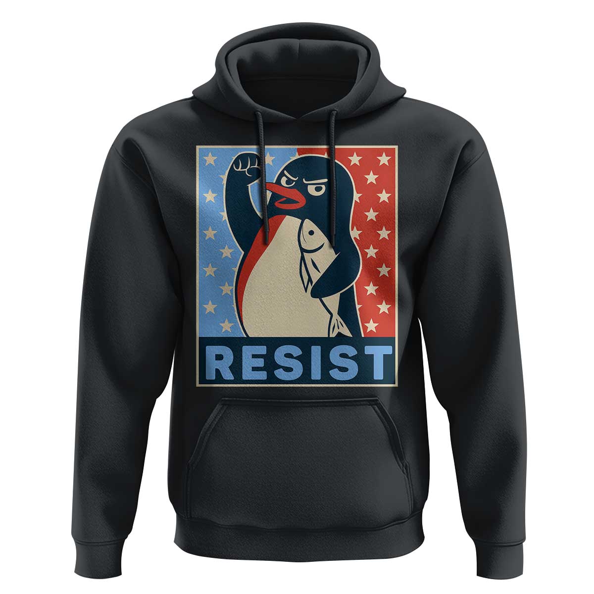Funny Penguin Resist Graphic Hoodie Resist Protest Against Tariffs