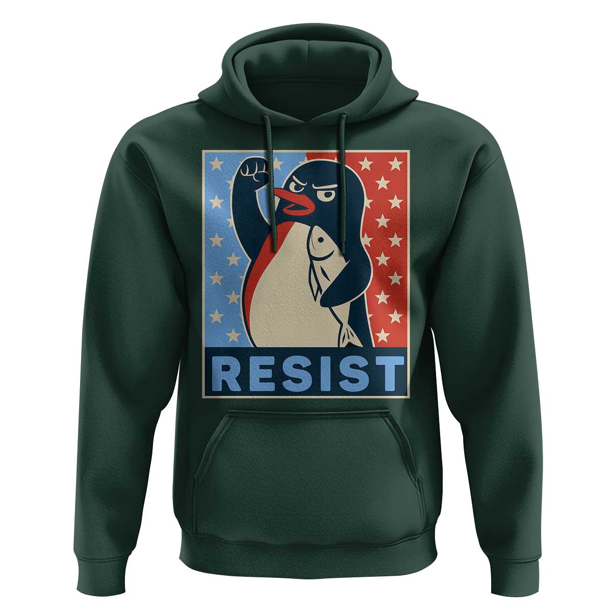 Funny Penguin Resist Graphic Hoodie Resist Protest Against Tariffs