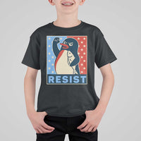 Funny Penguin Resist Graphic T Shirt For Kid Resist Protest Against Tariffs