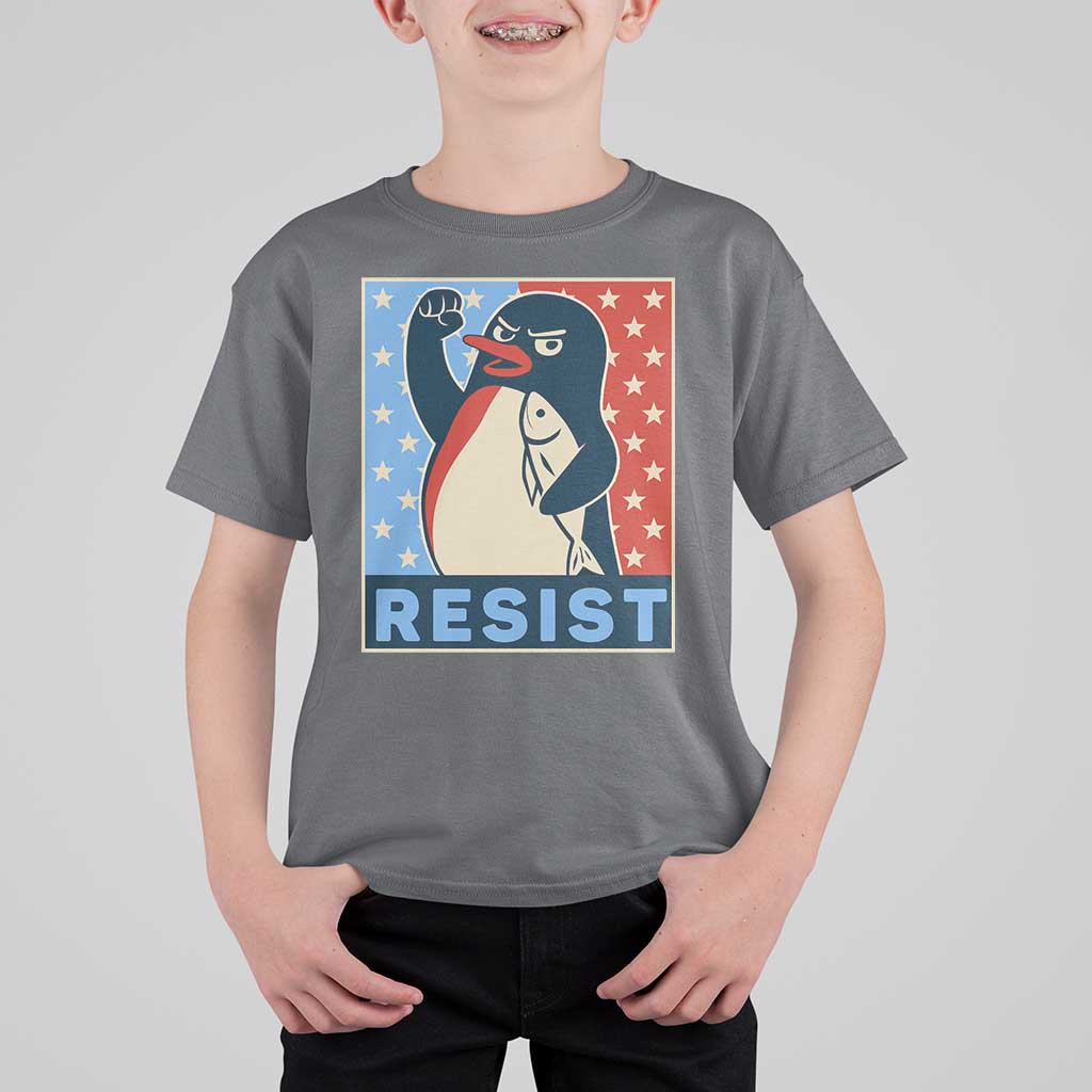 Funny Penguin Resist Graphic T Shirt For Kid Resist Protest Against Tariffs