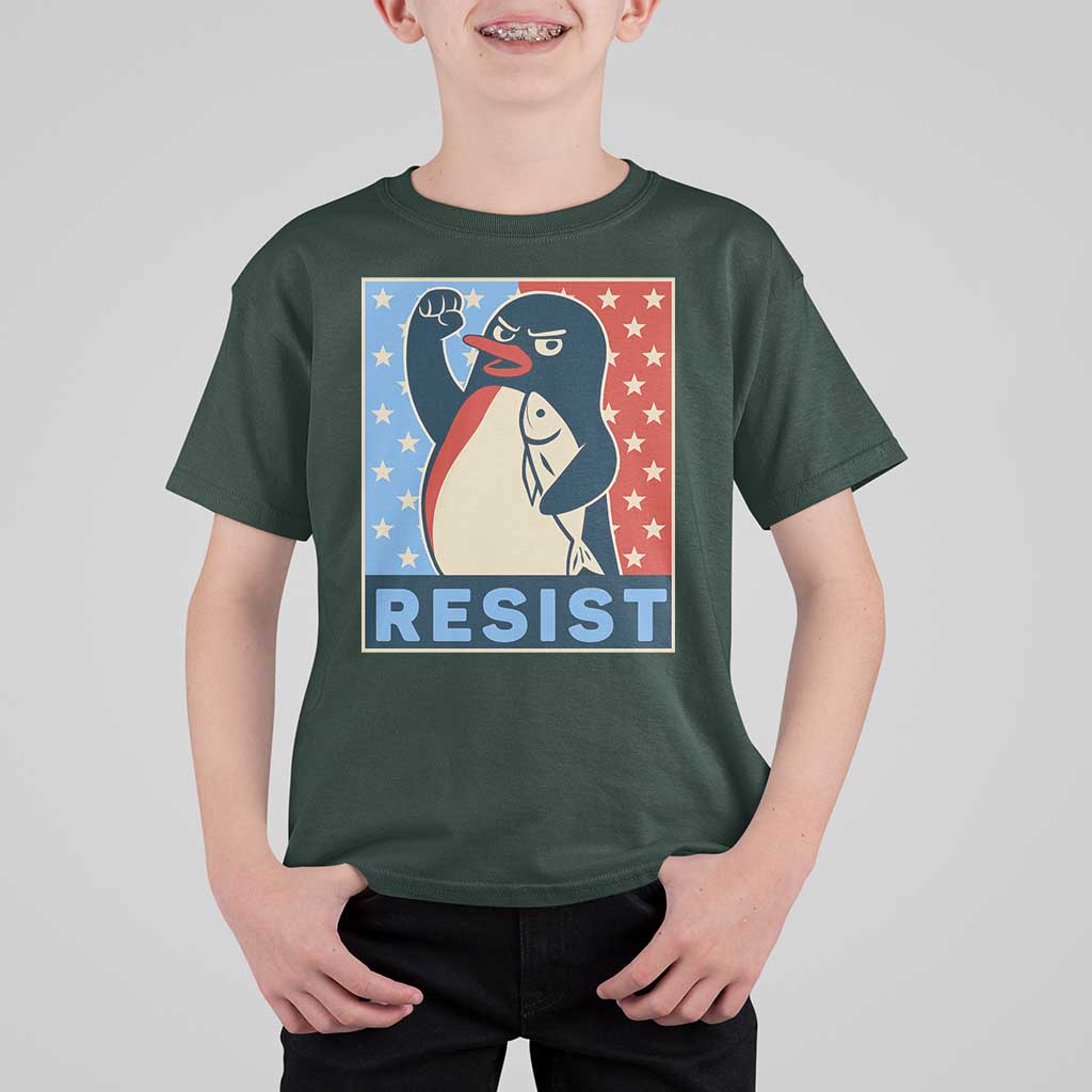 Funny Penguin Resist Graphic T Shirt For Kid Resist Protest Against Tariffs