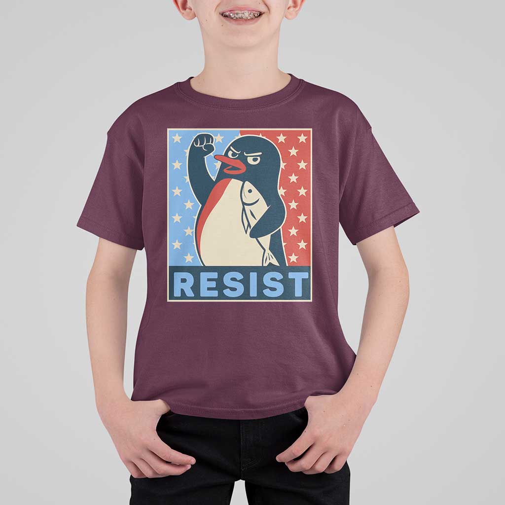 Funny Penguin Resist Graphic T Shirt For Kid Resist Protest Against Tariffs
