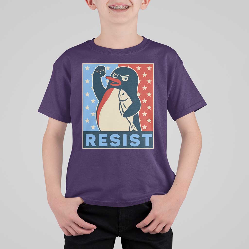 Funny Penguin Resist Graphic T Shirt For Kid Resist Protest Against Tariffs