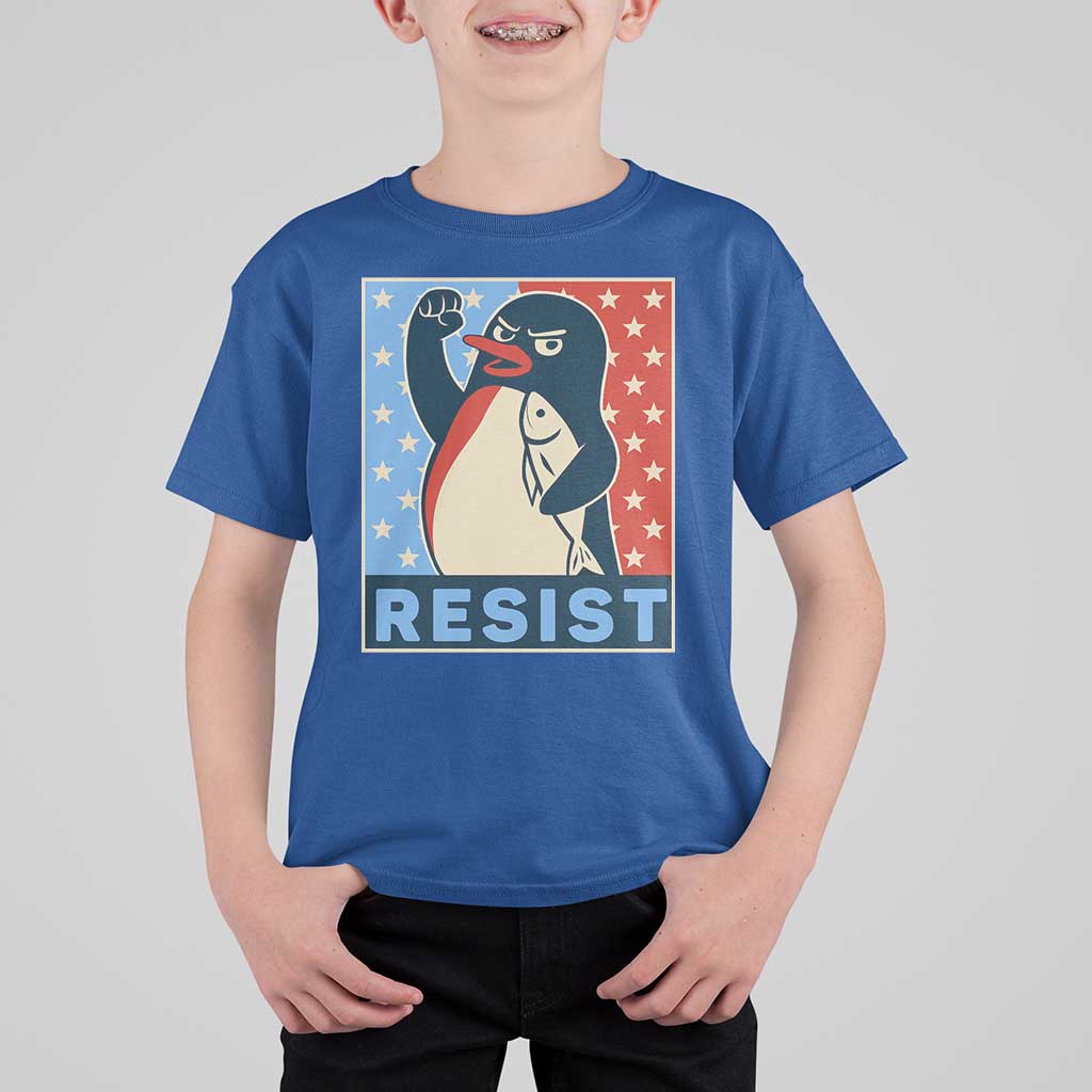 Funny Penguin Resist Graphic T Shirt For Kid Resist Protest Against Tariffs