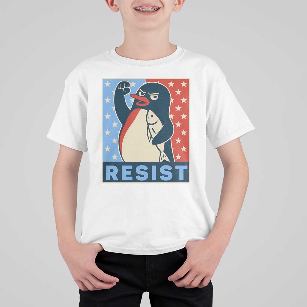 Funny Penguin Resist Graphic T Shirt For Kid Resist Protest Against Tariffs
