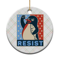 Funny Penguin Resist Graphic Ceramic Ornament Resist Protest Against Tariffs - Wonder Print Shop