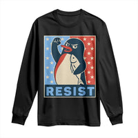 Funny Penguin Resist Graphic Long Sleeve Shirt Resist Protest Against Tariffs