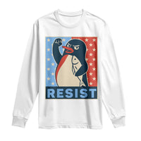 Funny Penguin Resist Graphic Long Sleeve Shirt Resist Protest Against Tariffs