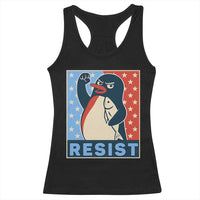 Funny Penguin Resist Graphic Racerback Tank Top Resist Protest Against Tariffs
