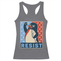 Funny Penguin Resist Graphic Racerback Tank Top Resist Protest Against Tariffs