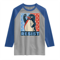 Funny Penguin Resist Graphic Raglan Shirt Resist Protest Against Tariffs