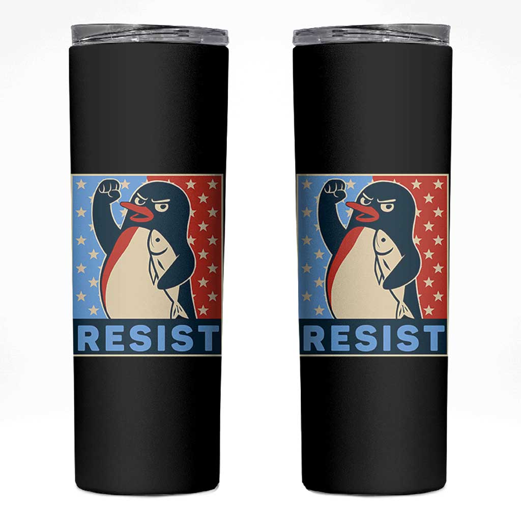 Funny Penguin Resist Graphic Skinny Tumbler Resist Protest Against Tariffs