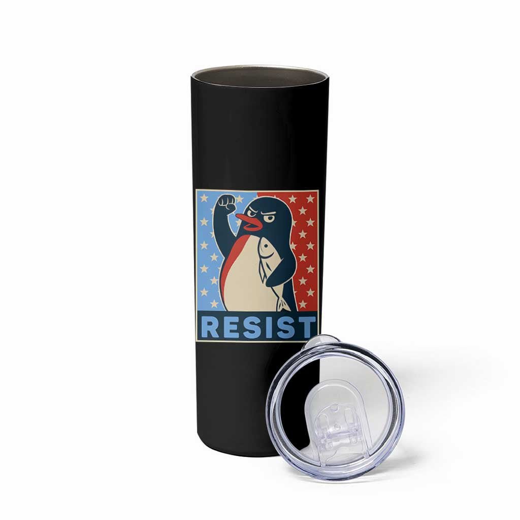 Funny Penguin Resist Graphic Skinny Tumbler Resist Protest Against Tariffs