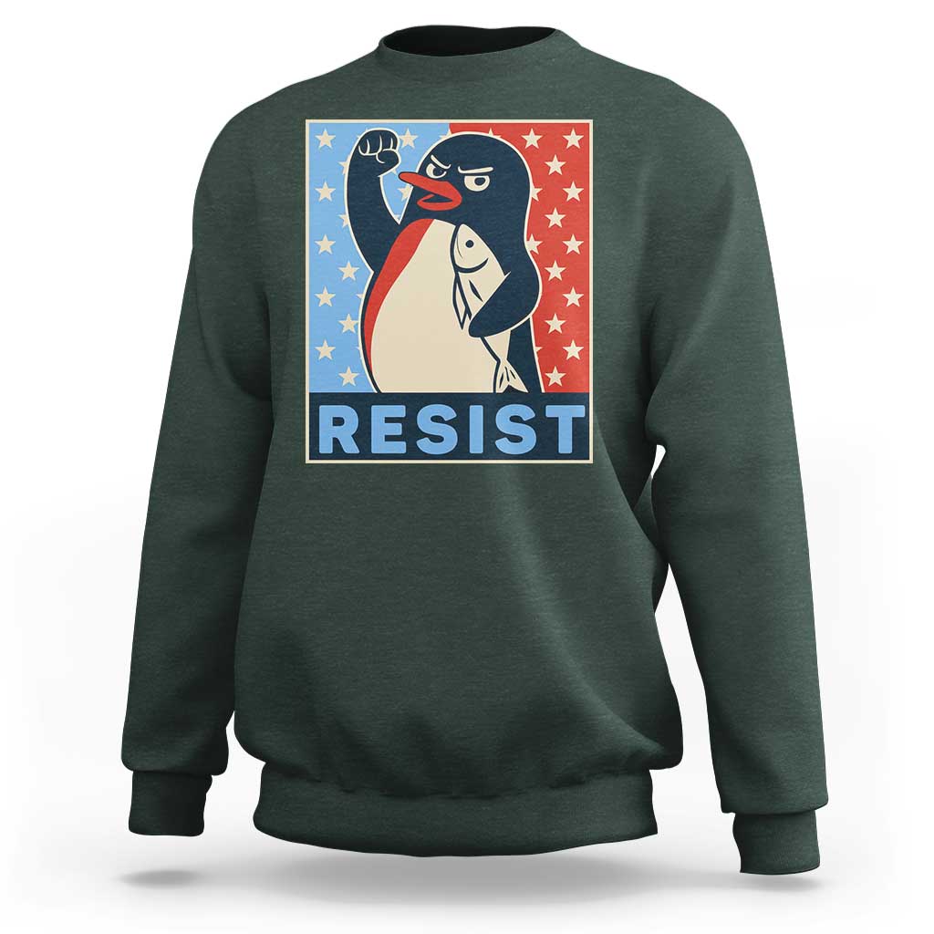 Funny Penguin Resist Graphic Sweatshirt Resist Protest Against Tariffs