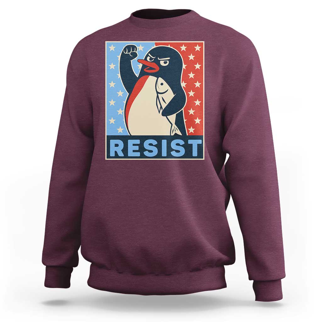 Funny Penguin Resist Graphic Sweatshirt Resist Protest Against Tariffs