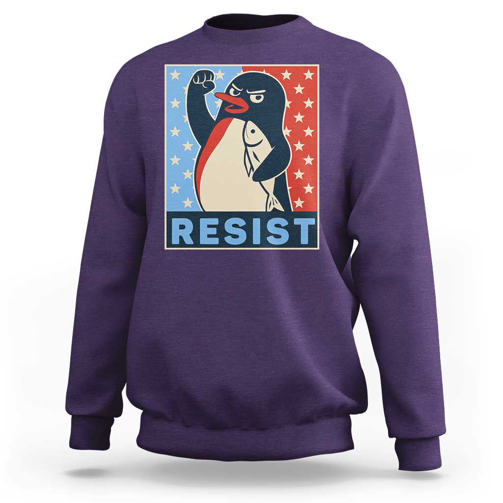 Funny Penguin Resist Graphic Sweatshirt Resist Protest Against Tariffs