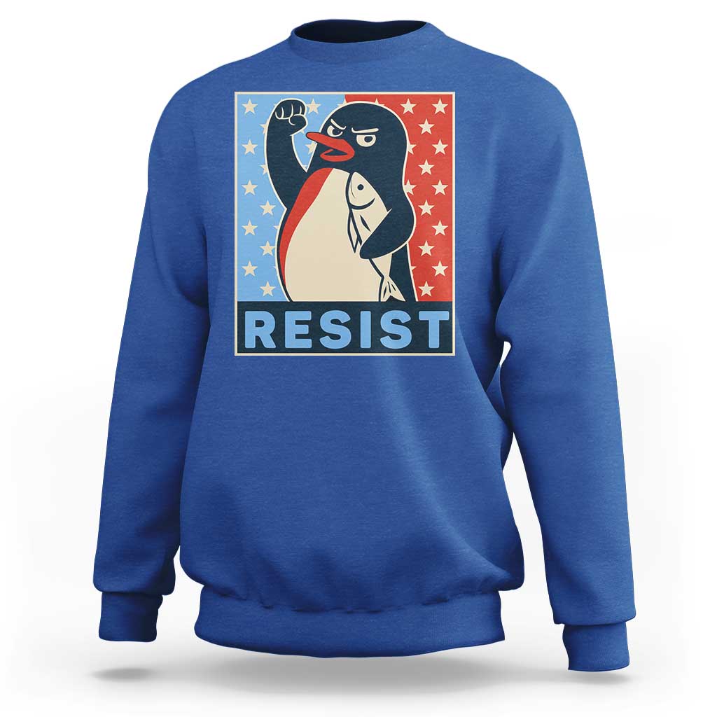 Funny Penguin Resist Graphic Sweatshirt Resist Protest Against Tariffs