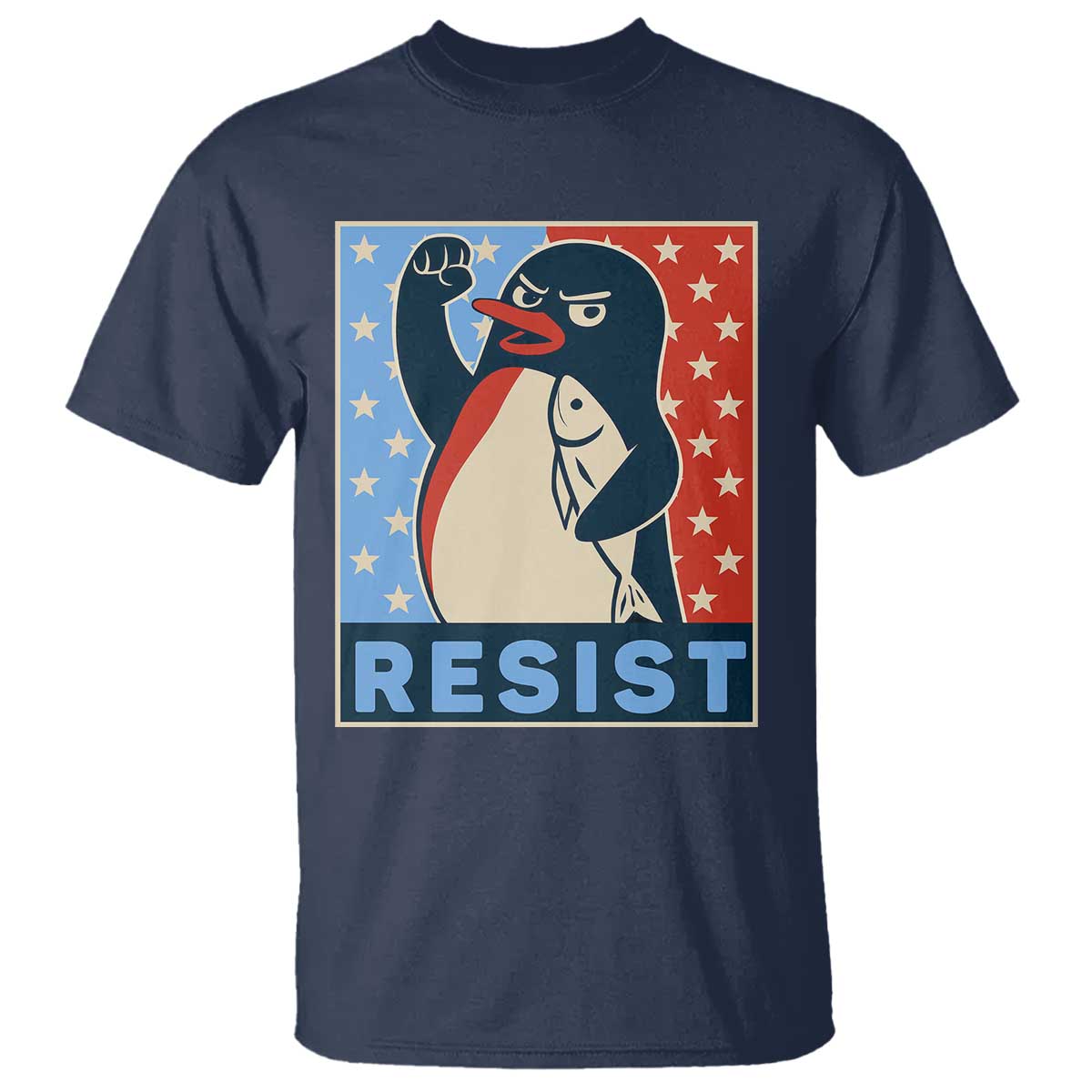 Funny Penguin Resist Graphic T Shirt Resist Protest Against Tariffs