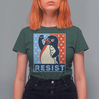Funny Penguin Resist Graphic T Shirt For Women Resist Protest Against Tariffs