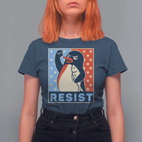 Funny Penguin Resist Graphic T Shirt For Women Resist Protest Against Tariffs