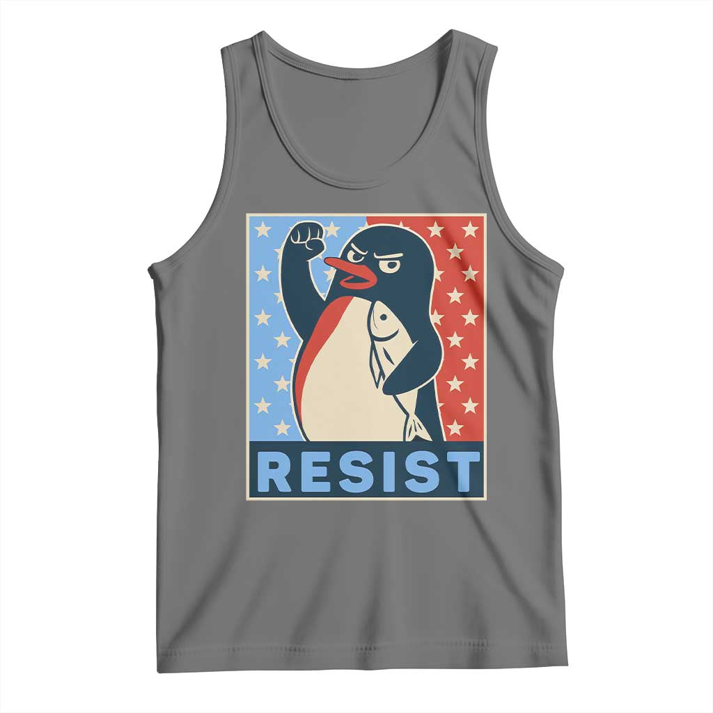 Funny Penguin Resist Graphic Tank Top Resist Protest Against Tariffs