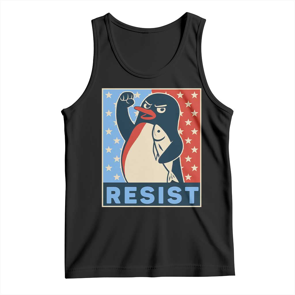 Funny Penguin Resist Graphic Tank Top Resist Protest Against Tariffs