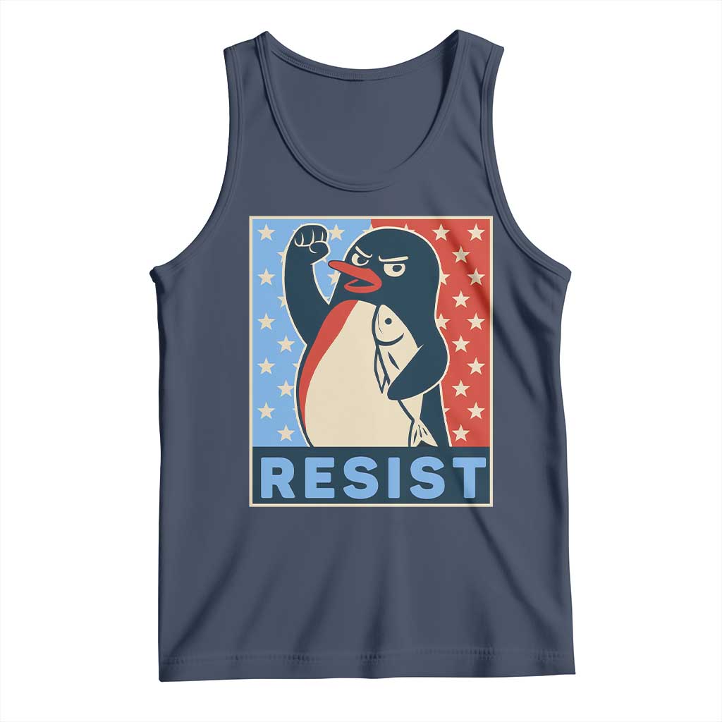 Funny Penguin Resist Graphic Tank Top Resist Protest Against Tariffs