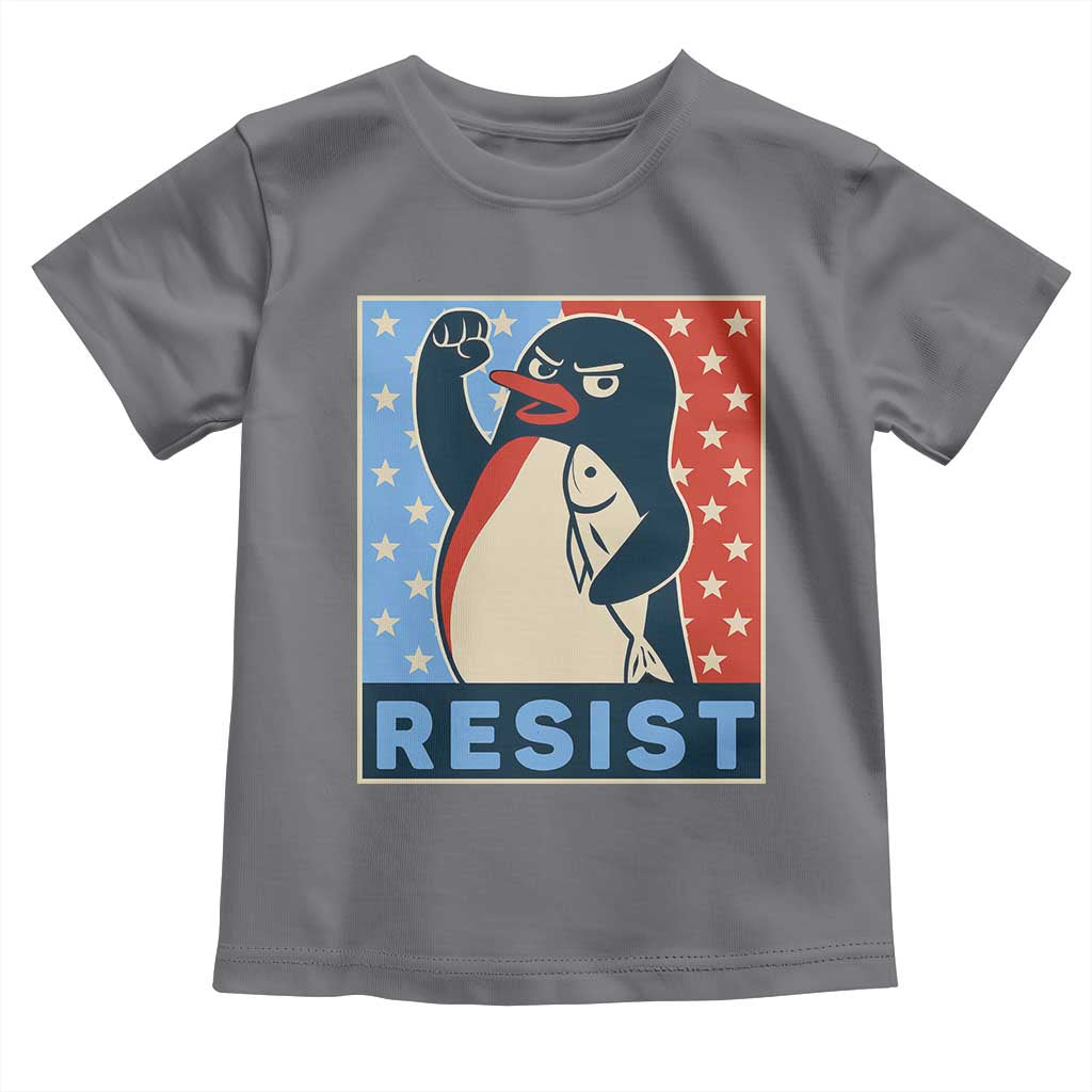 Funny Penguin Resist Graphic Toddler T Shirt Resist Protest Against Tariffs