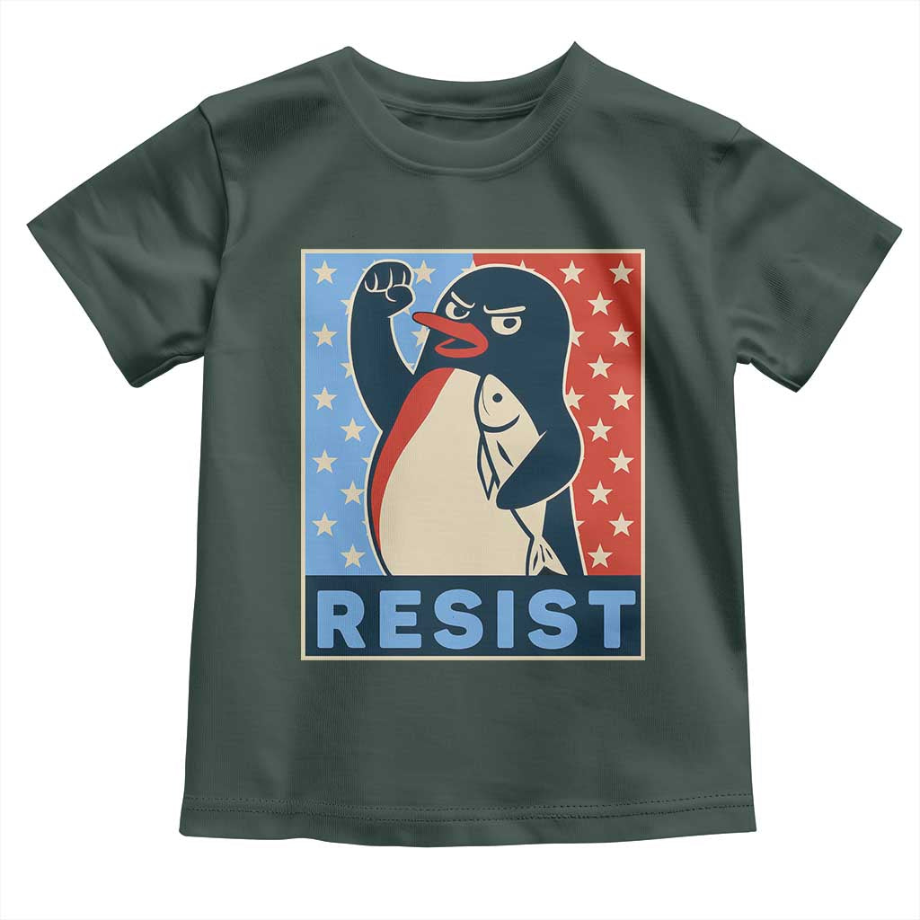 Funny Penguin Resist Graphic Toddler T Shirt Resist Protest Against Tariffs
