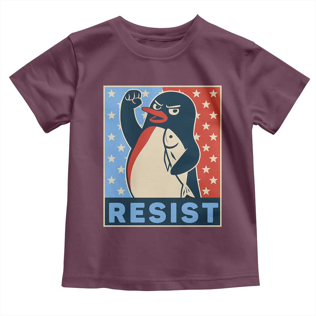 Funny Penguin Resist Graphic Toddler T Shirt Resist Protest Against Tariffs