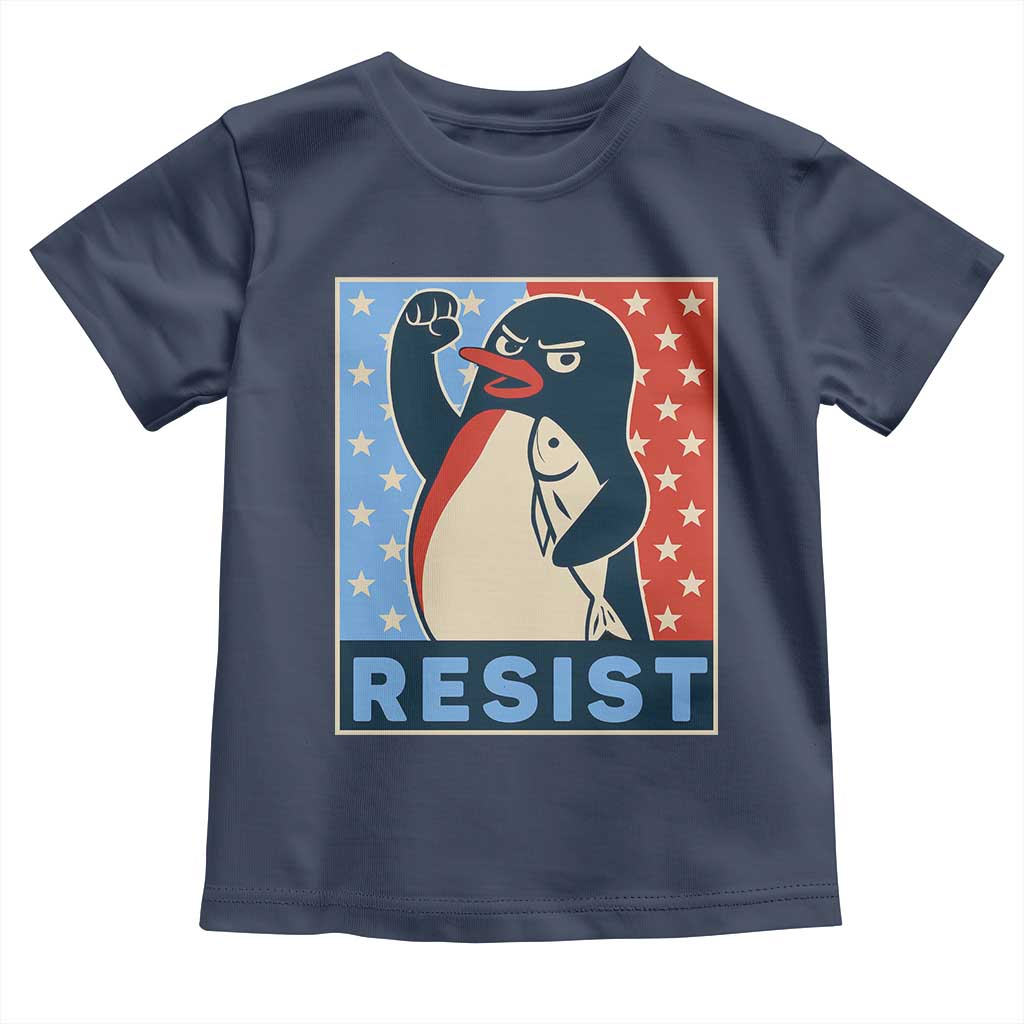 Funny Penguin Resist Graphic Toddler T Shirt Resist Protest Against Tariffs
