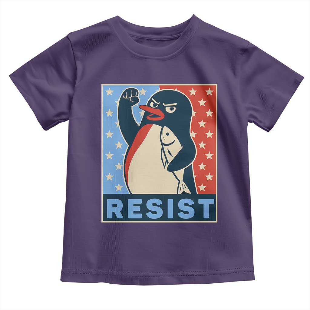 Funny Penguin Resist Graphic Toddler T Shirt Resist Protest Against Tariffs