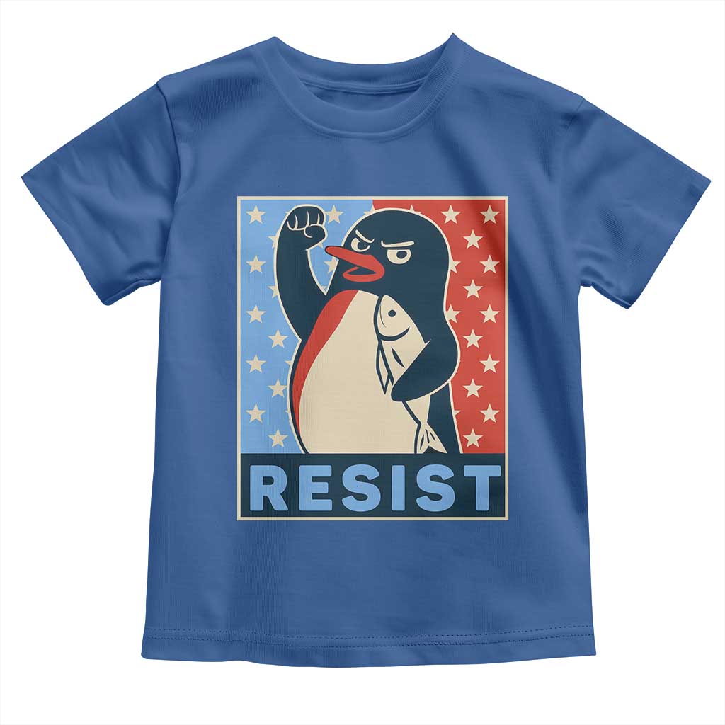 Funny Penguin Resist Graphic Toddler T Shirt Resist Protest Against Tariffs